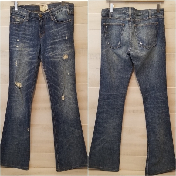 {27} Current/Elliott The Cowboy Jean Bootcut Super Vintage Destroyed Style - Picture 1 of 7